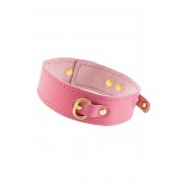 Розовый кожаный однослойный ошейник с прошивкой - Pecado - купить с доставкой в Красногорске