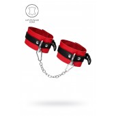 Красно-черные мягкие оковы с одним ремешком и люверсами - Pecado - купить с доставкой в Красногорске