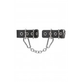 Черные кожаные наручники-браслеты из одного ремешка с люверсами - Pecado - купить с доставкой в Красногорске