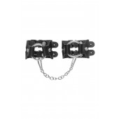 Черные кожаные наручники-браслеты из двух ремешков - Pecado - купить с доставкой в Красногорске