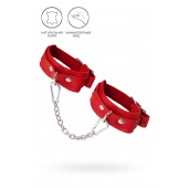 Красные кожаные узкие оковы со скруглёнными углами - Pecado - купить с доставкой в Красногорске