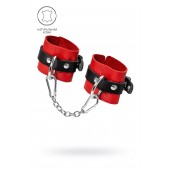 Красно-черные мягкие наручники с одним ремешком с люверсами - Pecado - купить с доставкой в Красногорске