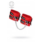 Красно-черные мягкие оковы с двумя ремешками с люверсами - Pecado - купить с доставкой в Красногорске