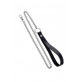 Поводок с ручкой из черной натуральной кожи и карабином для ошейника - Pecado - купить с доставкой в Красногорске