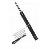 Кожаный двухслойный ошейник с красной строчкой и поводком - Pecado - купить с доставкой в Красногорске