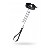 Кожаный двухслойный ошейник с красной строчкой и поводком - Pecado - купить с доставкой в Красногорске