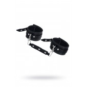 Черные двухслойные кожаные оковы с белой строчкой - Pecado - купить с доставкой в Красногорске