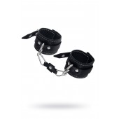 Черные двухслойные наручники с белой строчкой - Pecado - купить с доставкой в Красногорске