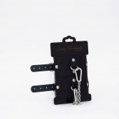 Черные кожаные оковы с хромированной фурнитурой - Crazy Handmade - купить с доставкой в Красногорске