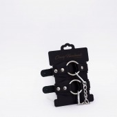 Черные кожаные оковы с кольцом - Crazy Handmade - купить с доставкой в Красногорске