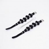 Черные кожаные оковы из звеньев - Crazy Handmade - купить с доставкой в Красногорске