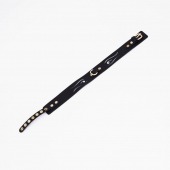 Черный кожаный ошейник с золотистой фурнитурой - Crazy Handmade - купить с доставкой в Красногорске