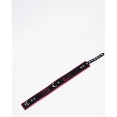 Черно-розовый кожаный ошейник с розовой строчкой - Crazy Handmade - купить с доставкой в Красногорске