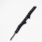 Черный однослойный кожаный ошейник с имитацией воротничка - Crazy Handmade - купить с доставкой в Красногорске