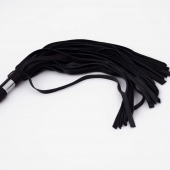 Черный кожаный флоггер со стальной ручкой - 45 см. - Crazy Handmade - купить с доставкой в Красногорске