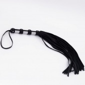 Черный кожаный флоггер со стальной ручкой - 45 см. - Crazy Handmade - купить с доставкой в Красногорске