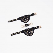 Черные наручники с золотистой фурнитурой - Crazy Handmade - купить с доставкой в Красногорске