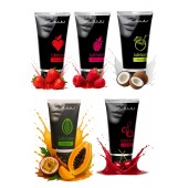 Набор из 5 съедобных лубрикантов JUJU (клубника, малина, тропические фрукты, вишня, кокос) - JuJu - купить с доставкой в Красногорске