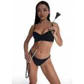 Стек с черным кожаным наконечником в виде сердца и металлической ручкой - 67 см. - Crazy Handmade - купить с доставкой в Красногорске