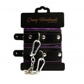 Черно-фиолетовые скругленные наручники с мягкой подкладкой - Crazy Handmade - купить с доставкой в Красногорске