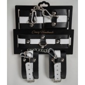 Набор фиксаторов из черной и белой натуральной кожи - Crazy Handmade - купить с доставкой в Красногорске