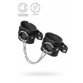 Черные наручники из толстой натуральной кожи с люверсами - Pecado - купить с доставкой в Красногорске