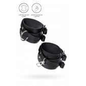 Черные кожаные оковы с двумя перекрёстными ремешками - Pecado - купить с доставкой в Красногорске