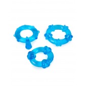 Набор из 3 синих эрекционных колец с различным рельефом - Erowoman-Eroman - в Красногорске купить с доставкой