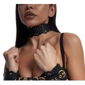 Черный ажурный чокер с золотистой фурнитурой - Crazy Handmade - купить с доставкой в Красногорске