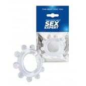 Прозрачное эрекционное кольцо со стимулирующими шариками - Sex Expert - в Красногорске купить с доставкой