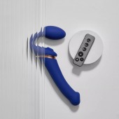 Синий безремневой страпон Multi Orgasm Bendable Strap-On size XL с клиторальной стимуляцией - Strap-on-me - купить с доставкой в Красногорске