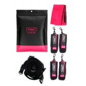 Черно-розовый эротический набор: фиксатор, оковы, наручники, повязка - Erokay - купить с доставкой в Красногорске