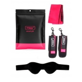 Черно-розовый эротический набор: маска, наручники и повязка - Erokay - купить с доставкой в Красногорске