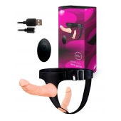 Женский страпон с 2 насадками, вибрацией и пультом ДУ - Erowoman-Eroman - купить с доставкой в Красногорске