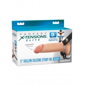 Телесный пустотелый фаллопротез 5’’ Hollow Silicone Strap-On - 14 см. - Pipedream - купить с доставкой в Красногорске