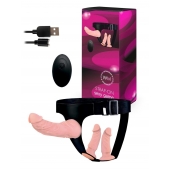 Женский страпон с 3 насадками и вибрацией - Erowoman-Eroman - купить с доставкой в Красногорске