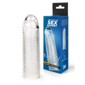 Прозрачная закрытая насадка на пенис с ребрышками - 16 см. - Sex Expert - в Красногорске купить с доставкой