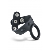Черное эрекционное кольцо с подхватом мошонки на кнопках VS6 - Blush Novelties - в Красногорске купить с доставкой