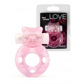 Розовое эрекционное виброкольцо в форме мишки - 1137 - в Красногорске купить с доставкой