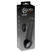 Черная вибронасадка для пениса с хомутом для мошонки и пультом ДУ Remote Controlled Penis Extension - Orion - в Красногорске купить с доставкой