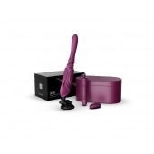 Фиолетовая секс-машина с функцией нагрева, насадками и присоской Sesh - Zalo - купить с доставкой в Красногорске