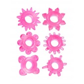 Набор из 6 розовых эрекционных колец с различным рельефом - Erowoman-Eroman - в Красногорске купить с доставкой