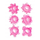 Набор из 6 розовых эрекционных колец с различным рельефом - Erowoman-Eroman - в Красногорске купить с доставкой