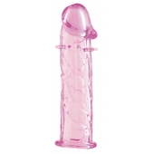 Гладкая розовая насадка с усиками под головкой - 12,5 см. - Toyfa Basic - в Красногорске купить с доставкой