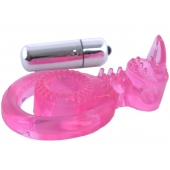 Розовая вибронасадка со стимулятор клитора   Язычок - Toyfa Basic - в Красногорске купить с доставкой