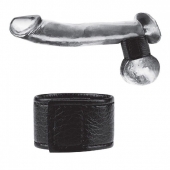 Чёрная утяжка на мошонку 1  Velcro Ball Stretcher - BlueLine - купить с доставкой в Красногорске