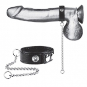 Утяжка на пенис с поводком Snap Cock Ring With 12  Leash - BlueLine - купить с доставкой в Красногорске
