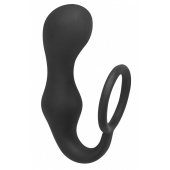 Чёрное эрекционное кольцо с анальной пробкой Double Pleasure Anal Plug - Lola Games - в Красногорске купить с доставкой