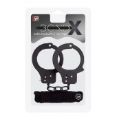 Чёрные наручники из листового металла в комплекте с веревкой BONDX METAL CUFFS LOVE ROPE SET - Dream Toys - купить с доставкой в Красногорске
