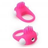 Розовое эрекционное кольцо с щеточкой LIT-UP SILICONE STIMU RING 5 - Dream Toys - в Красногорске купить с доставкой
